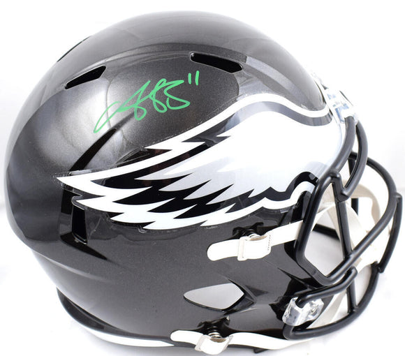 AJ Brown Autographed Eagles F/S ALT 22 Speed Helmet-Beckett W Hologram *Green