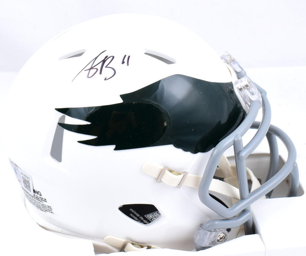 レア　アル・ジュールゲンセン直筆サインministryAl Jourgensen A.J. Brown Signed Philadelphia Eagles 69 -73 Speed Mini Helmet
