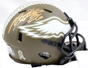 Miles Sanders Signed Eagles Salute to Service Speed Mini Helmet-Beckett W Holo