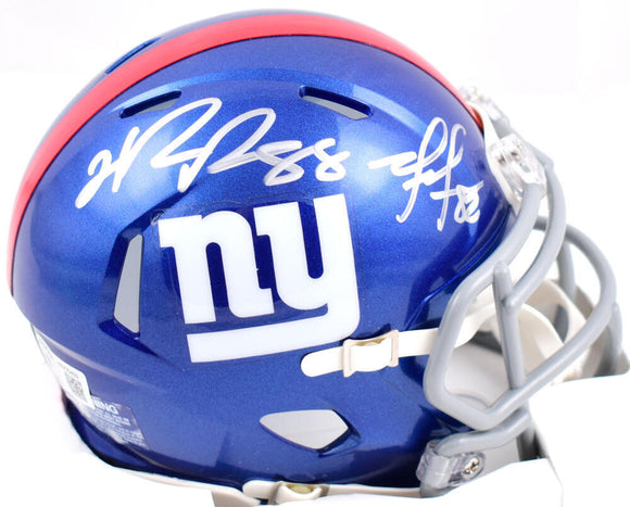 Hakeem Nicks Mario Manningham Signed Giants Speed Mini Helmet- Beckett W Holo