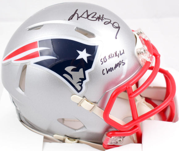 LeGarrette Blount Signed Patriots Speed Mini Helmet w/2x SB Champs-BeckettW Holo