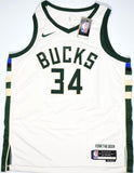 Giannis Antetokounmpo Signed Bucks 22-23 White Swingman Association JSY-Beckett