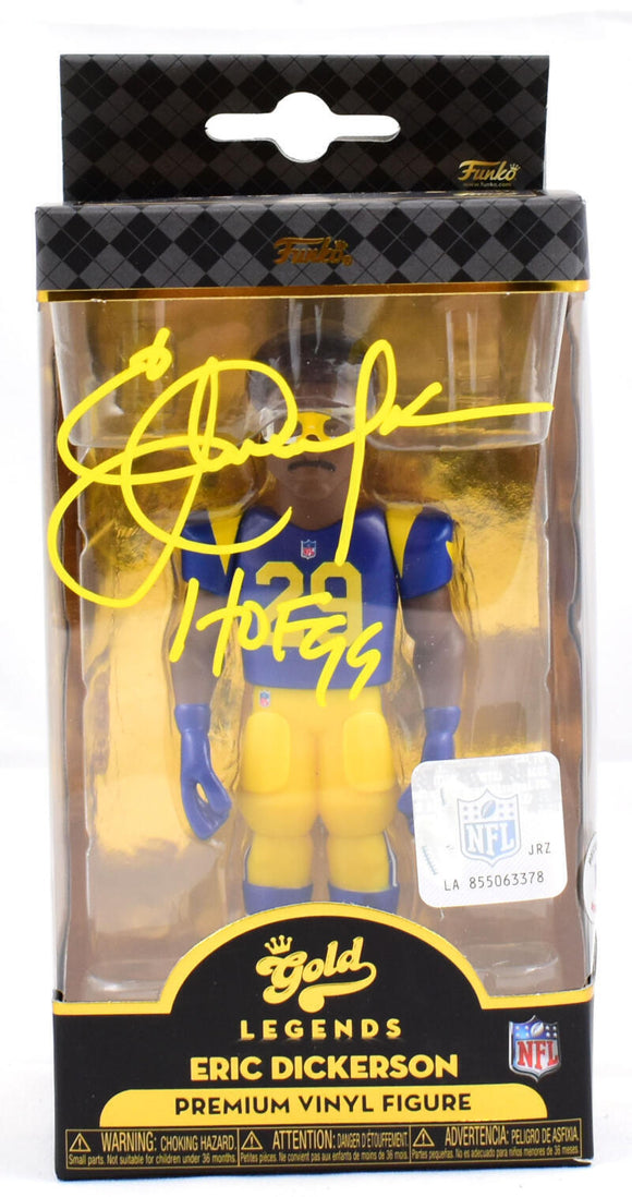 Eric Dickerson Signed Rams Funko Vinyl Gold Legends w/HOF - Beckett W Hologram