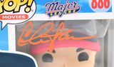 Charlie Sheen Autographed Ricky "Wild Thing" Vaughn Funko Pop #886-JSA W *Orange