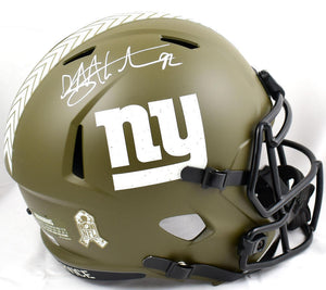 Michael Strahan Signed Giants F/S Salute to Service Speed Helmet-Beckett W Holo