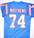 Bruce Matthews Autographed Blue Pro Style Jersey- Beckett Holo*Black