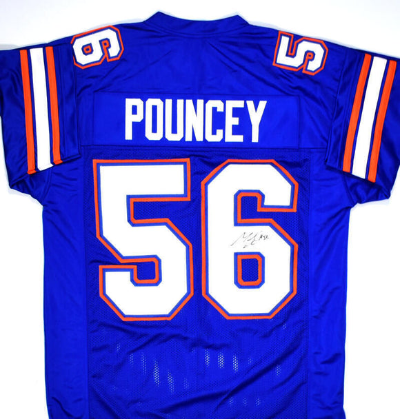 Maurkice Pouncey Autographed Blue College Style Jersey- JSA W *Black