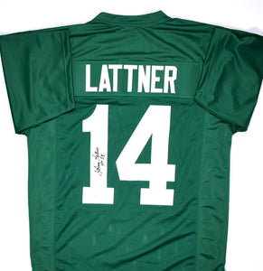 Johnny Lattner Autographed Green College Style Jersey w/HT 53- BA Holo *Black