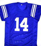 Ty Detmer Autographed Blue College Style Jersey w/Heisman- Beckett Hologram *BlK