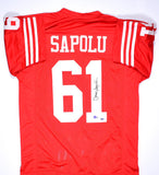 Jesse Sapolu Autographed Red Pro Style Jersey - Beckett Hologram *Black