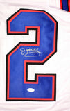 Jim Kelly Autographed White Pro Style Jersey- JSA W *Silver