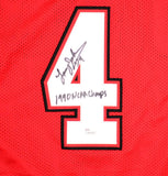 Larry Johnson Autographed Red College Style Jersey w/Natl Champs- JSA W *Black