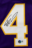 Shaquille O'Neal Signed Purple Los Angeles Pro Style Stat Jersey- Beckett W Holo