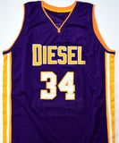 Shaquille O'Neal Signed Purple Los Angeles Pro Style Stat Jersey- Beckett W Holo