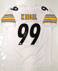 Brett Keisel Autographed White Pro Style Jersey- JSA Witnessed Auth *L9