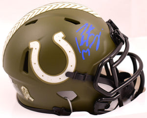 Peyton Manning Signed Colts Salute to Service Speed Mini Helmet- Fanatics  *Blue