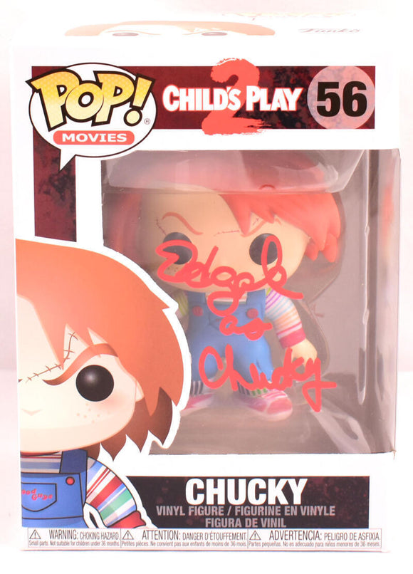 Ed Gale Autographed Chucky Funko Pop Figurine #56 - Beckett W Hologram *Red