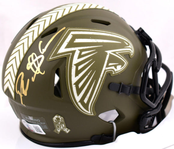 Deion Sanders Signed Falcons Salute to Service Speed Mini Helmet-Beckett W Holo