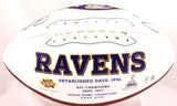 Deion Sanders Ray Lewis Signed Baltimore Ravens Logo Football- Beckett W Holo