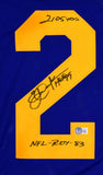 Eric Dickerson Autographed Blue Pro Style Jersey w/3 Insc.-Beckett W Hologram