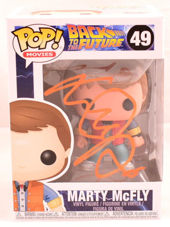 Michael J. Fox Autographed Marty in Future Funko Pop Figurine #49- JSA W *Orange