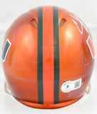 Ed Reed Autographed Miami Hurricanes Flash Speed Mini Helmet- Beckett W Hologram