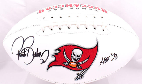 Ronde Barber Autographed Tampa Bay Buccaneers Logo Football w/HOF-Beckett W Holo