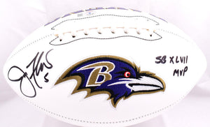 Joe Flacco Autographed Baltimore Ravens Logo Football w/SB MVP-Beckett W Holo