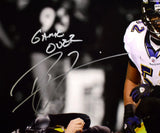 Ray Lewis Signed Ravens 16x20 Over Roethlisberger Photo w/Game Over-BA W Holo