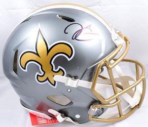 Derek Carr Autographed Saints F/S Flash Speed Authentic Helmet- Becket – The Jersey Source