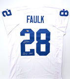 Marshall Faulk Autographed White Pro Style Jersey w/ ROY- Beckett W Hologram