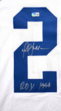 Marshall Faulk Autographed White Pro Style Jersey w/ ROY- Beckett W Hologram