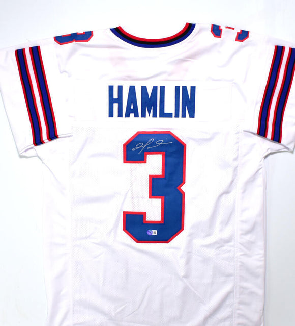 Damar Hamlin Autographed White Pro Style Jersey-Beckett W Hologram *Silver