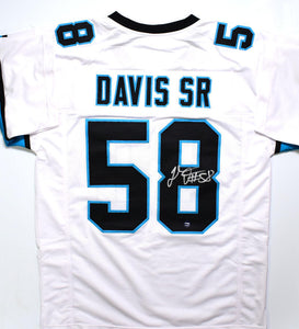 Thomas Davis Autographed White Pro Style Jersey- Prova *Silver