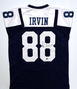 Michael Irvin Autographed White & Blue Pro Style Jersey - Beckett W Hologram