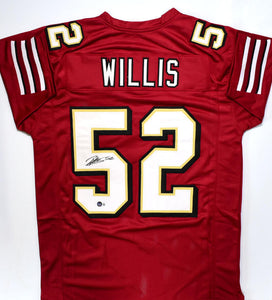 Patrick Willis Autographed Red Gold Pro Style Jersey- Beckett W Hologram *Black