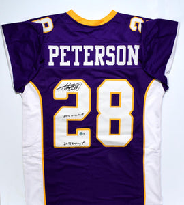 Adrian Peterson Signed Purple Pro Style Jersey w/2 inscriptions- Beckett W Holo