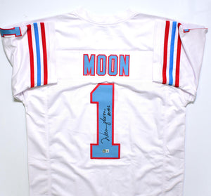 Warren Moon Autographed White Pro Style Jersey w/ HOF-Beckett W Hologram *Black