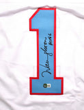 Warren Moon Autographed White Pro Style Jersey w/ HOF-Beckett W Hologram *Black