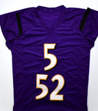 Ray Lewis Joe Flacco Autographed Purple Pro Style Jersey-Beckett W Hologram