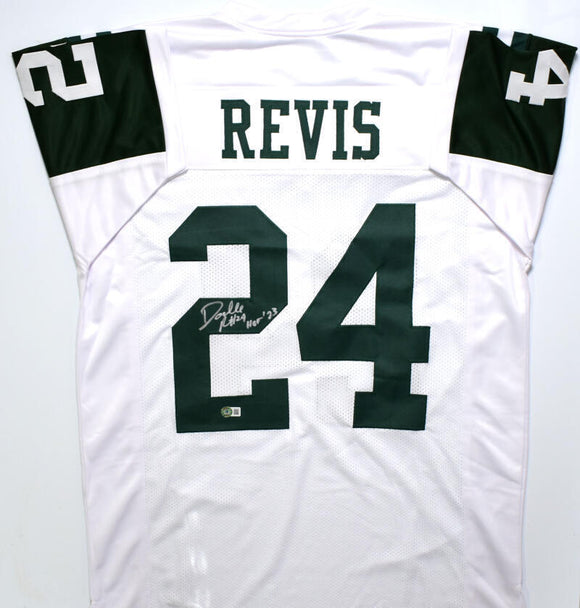 Darrelle Revis Autographed White Pro Style Jersey w/HOF - Beckett W Hologram