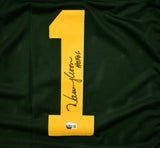 Warren Moon Autographed Green Pro Style Jersey w/ HOF- Beckett W Hologram *Black