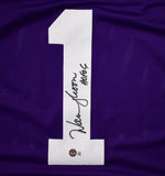 Warren Moon Autographed Purple College Style Jersey w/HOF - Beckett W Hologram