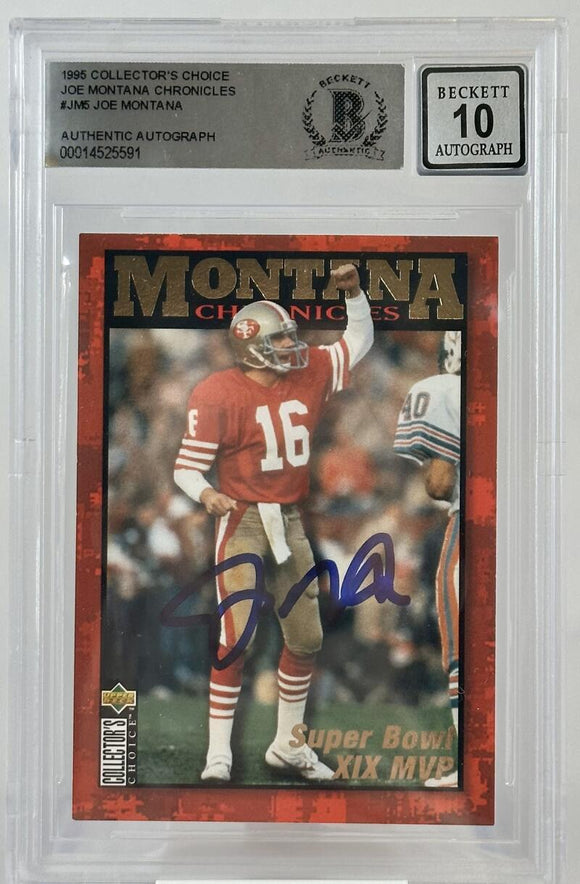 1995 Collector's Choice Joe Montana  #JM5  Auto San Francisco 49ers BAS Auto 10