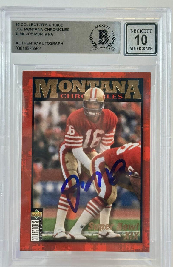 1995 Collector's Choice Joe Montana  #JM4  Auto San Francisco 49ers BAS Auto 10