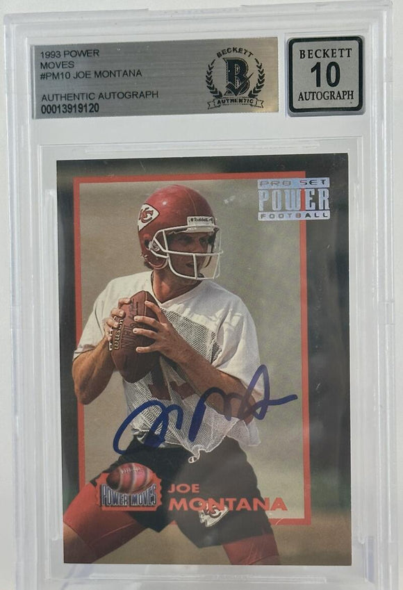 1993 Power Moves #PM10  Joe Montana Auto San Francisco 49ers BAS Autograph 10