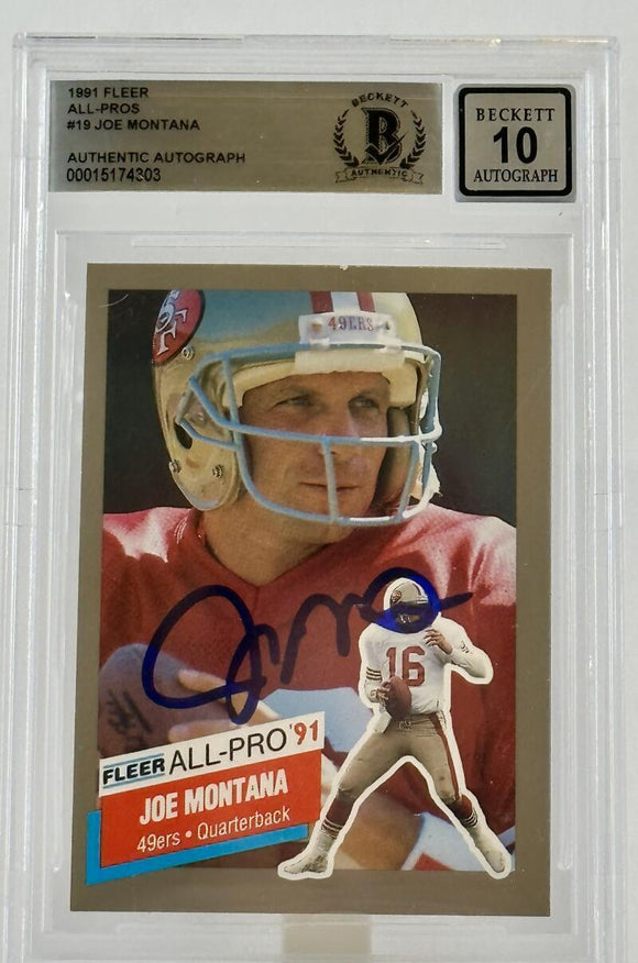 1991 Fleer All-Pros #19  Joe Montana Auto San Francisco 49ers BAS Autograph 10