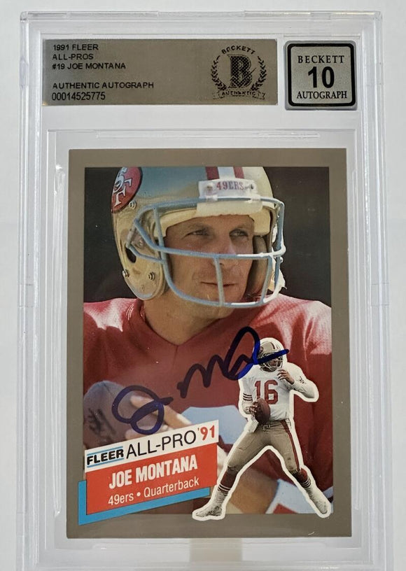 1991 Fleer All-Pros #19  Joe Montana Auto San Francisco 49ers BAS Autograph 10