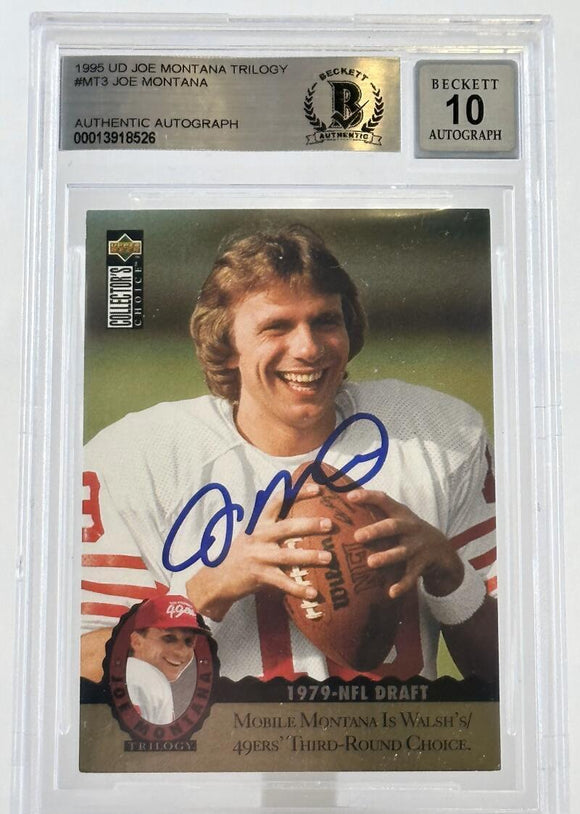 1995 Upper Deck Joe Montana Trilogy #MT3 Auto SF 49ers BAS Autograph 10