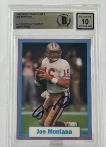 1990 Sports Stars Elite II Joe Montana Auto San Francisco 49ers BAS Autograph 10